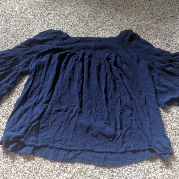 Navy Blue Half Sleeve Blouse - Picture 2 of 3